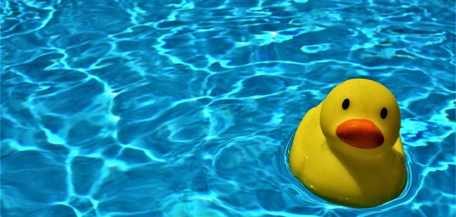 Gummiente im Pool